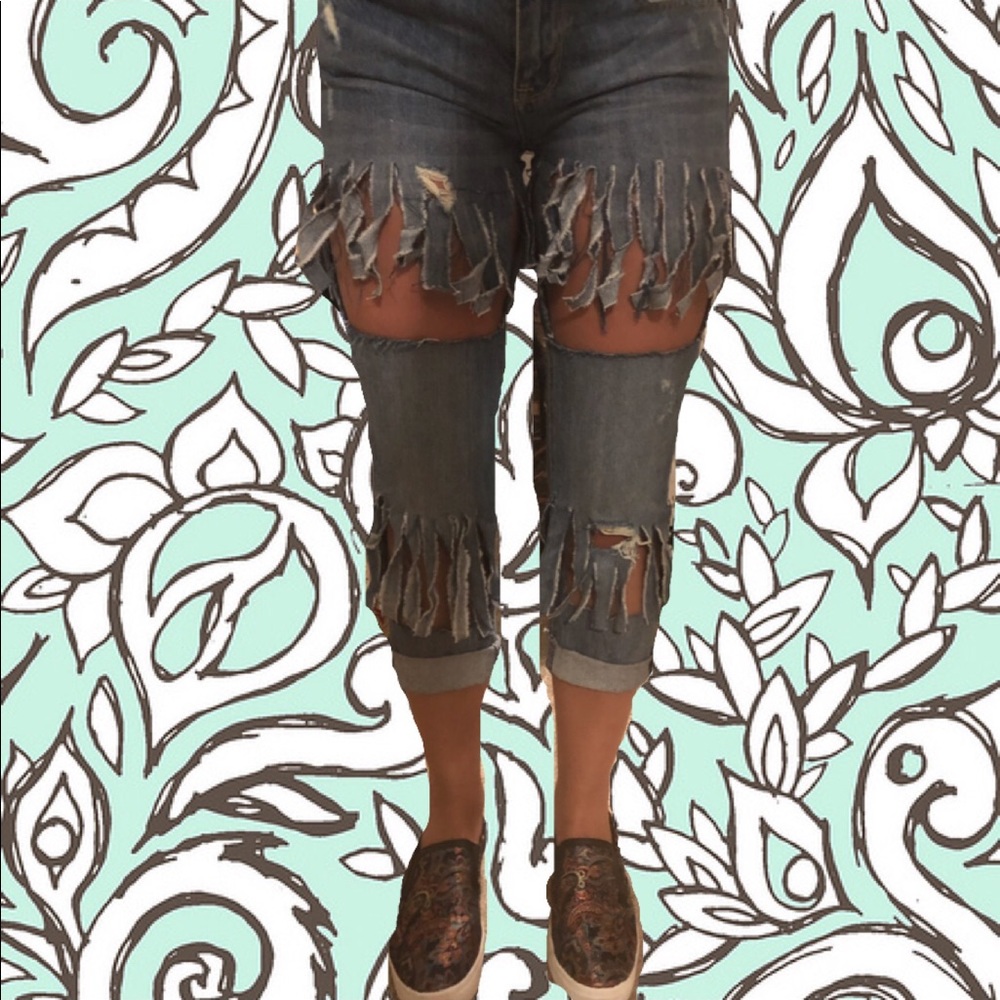 ripped jeans hand made